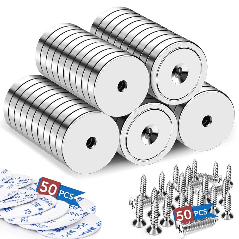 LOVIMAG 50 Pack Strong Magnets, 110 lbs Neodymium Magnets with Screws for Wall Mounting, Door Magnet for Kitchen Doors, Rare Earth Magnet for Holding Tools Lifting,Tool Organizer - Image 1